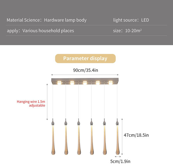 Mccolister 6-lichts gouden LED-hanglamp voor keukeneiland